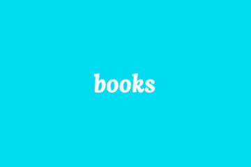 The word "books" on aqua blue background.